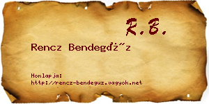 Rencz Bendegúz névjegykártya